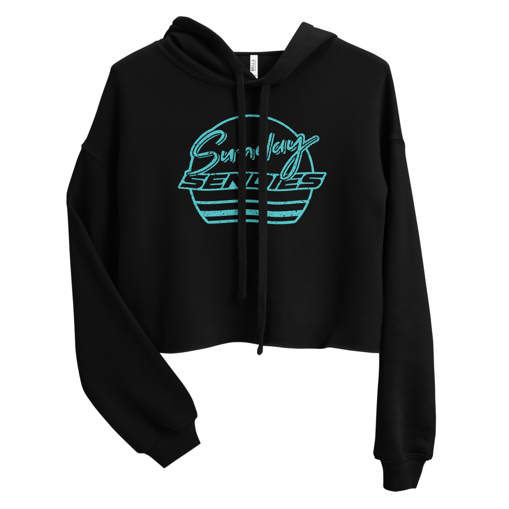 Choose Your Line Crop Hoodie - Turquoise Edition