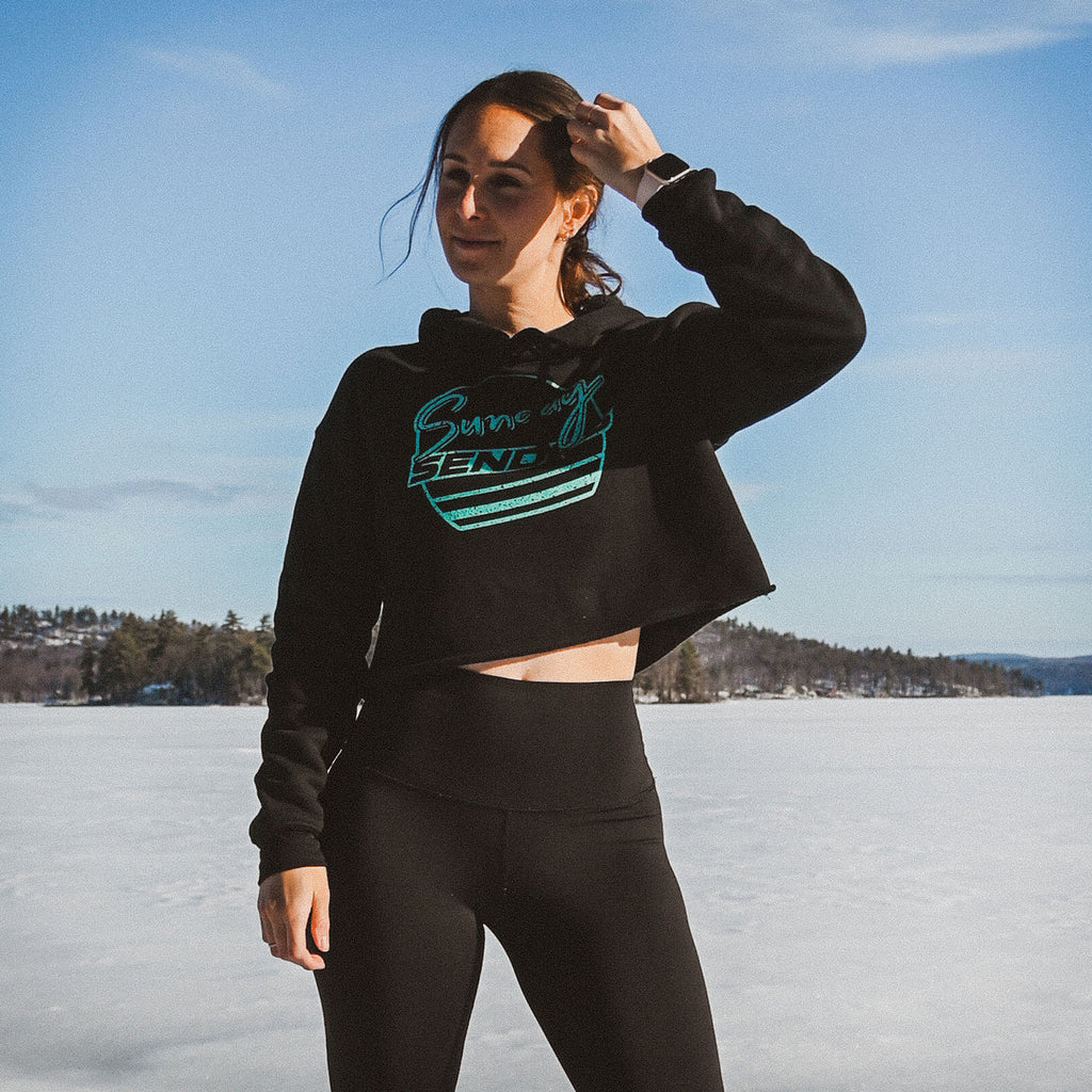 Choose Your Line Crop Hoodie - Turquoise Edition